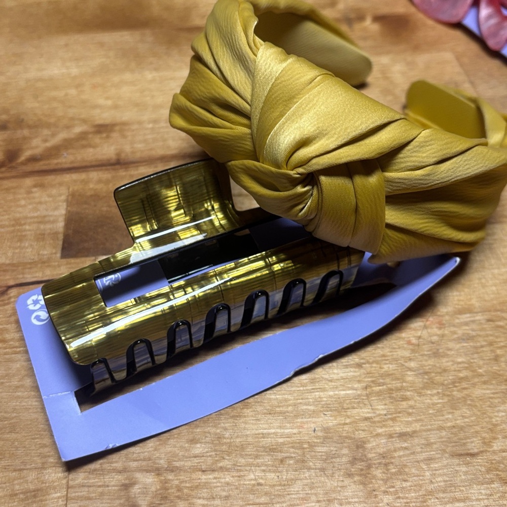 Yellow Hair Clip and Headband Set